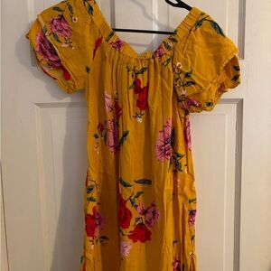 Floral Yellow Off-Shoulder Dress